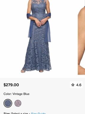 Women’s Long Embroidered Sleeveless Blue Lace Evening Gown with Sheer Overlay